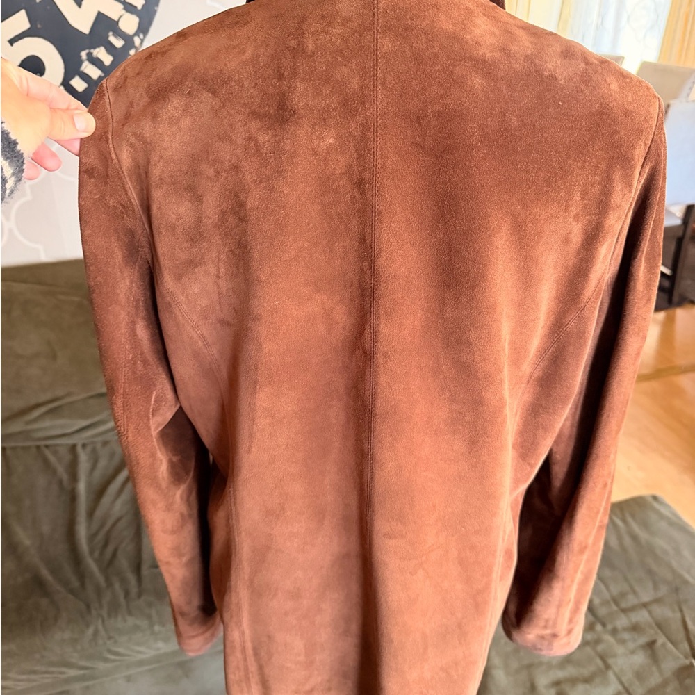 Brown Suede Button-Front Jacket - Picture 3 of 5